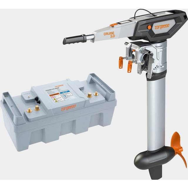 Elmotorpaket Torqeedo Cruise 3.0 TS (Tiller Short), 3000 W, kort rigg (62.5 cm), med lithiumbatteri (3500 Wh)