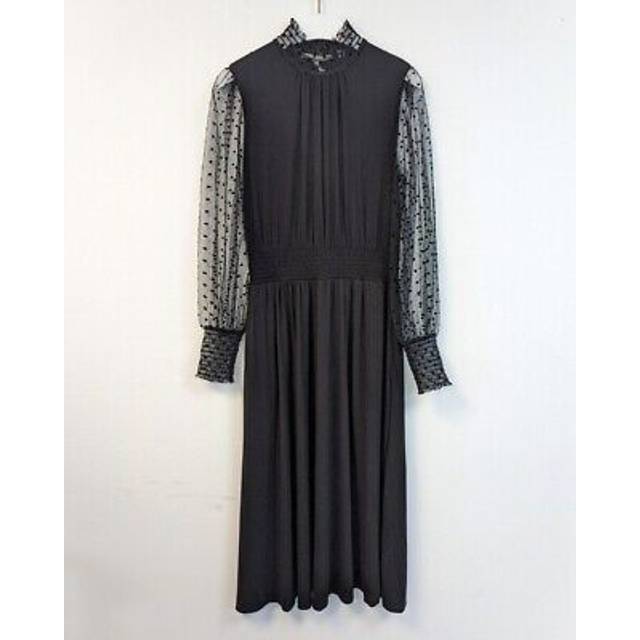 Boden tulle sleeve midi party dress uk 8p petite black polka dot ruched