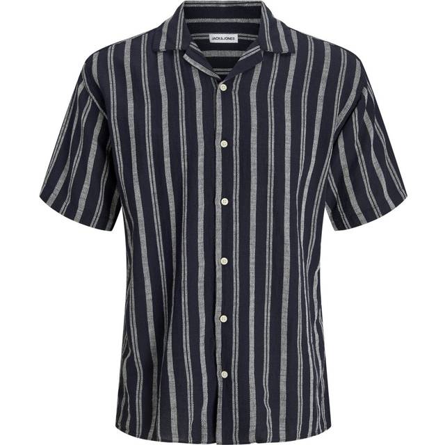 Jack & Jones Enzo Stripe Resort Shirt - Sky Captain, Sky Captain, Size M, Men - Ky Captain