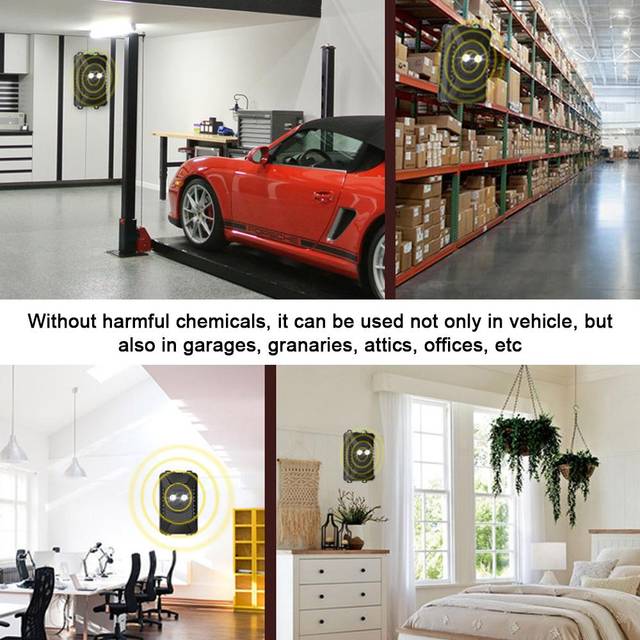 Car Under Hood Animal Repeller Rodent Rat Repellent Mice Repeller Deterrent Device with LED Strobe black
