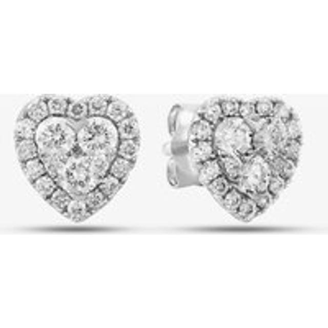 9ct White Gold Diamond Heart Shape Cluster Stud Earrings PE04941 - Silver