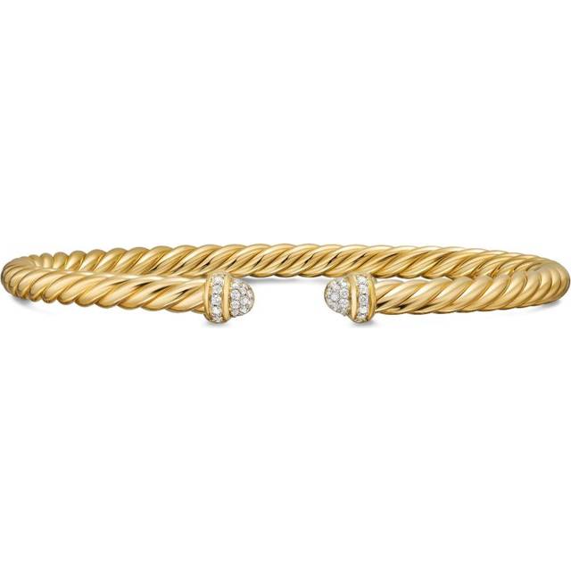 David Yurman - 18K yellow gold Cablespira® Flex diamond bangle - women - 18kt Yellow Gold/Diamond - S