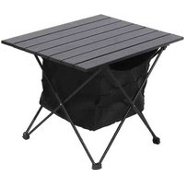 Livingandhome Aluminum Portable Roll-Top Camp Table with Storage Basket 56CM, Black