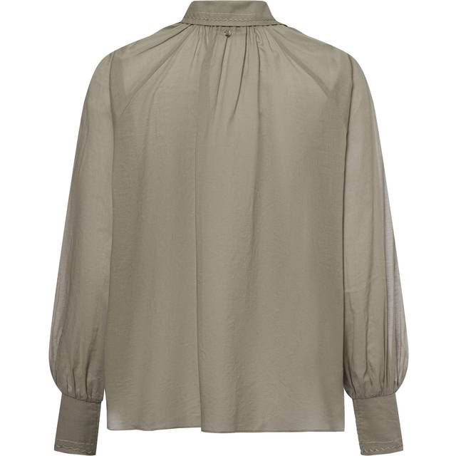 MOS Mosh, Blusar & Skjortor , Dam, S, Bomull, Feminin Voile Skjorta med Smock Manschetter - green (S)