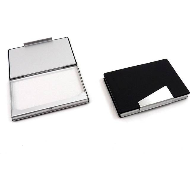 Bey-Berk International D259B Brown Leather Business Card Case with Aluminum Trim