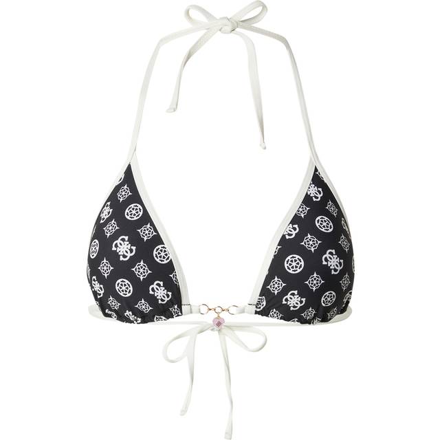 Guess All Over Logo Triangle Bikini Top - Black - M