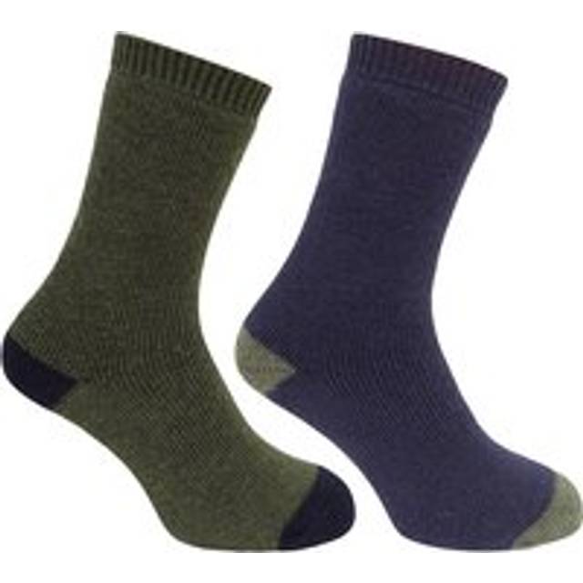 Hoggs of Fife 1904 Country Short Socks (Twin Pack) 10-13 Navy/Green