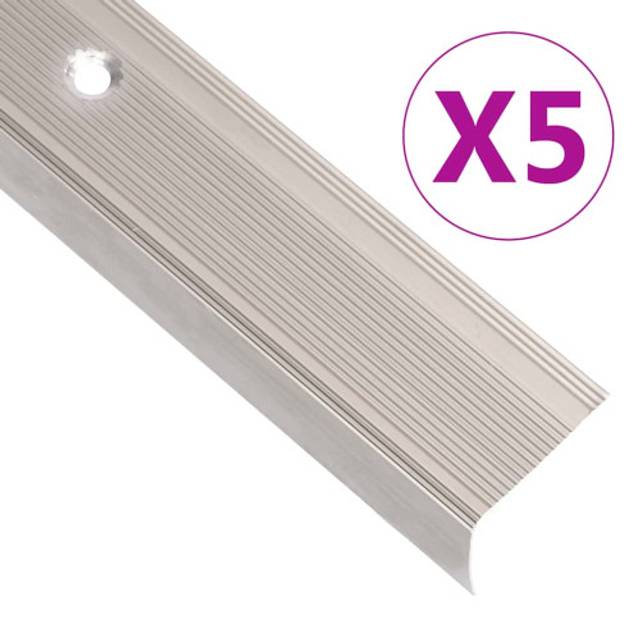 vidaXL Stair Nosings in L-shape 5 pcs Aluminium 90 cm Champagne - Silver