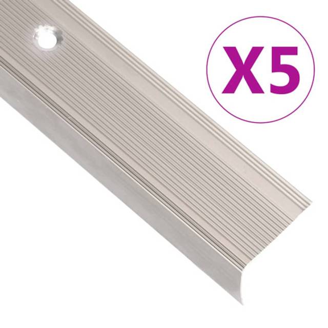 vidaXL Stair Nosings in L-shape 5 pcs Aluminium 90 cm Champagne - Silver
