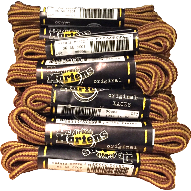 A pair dr martens 4 mm gold brown striped thick cord laces 90 cm boot shoes
