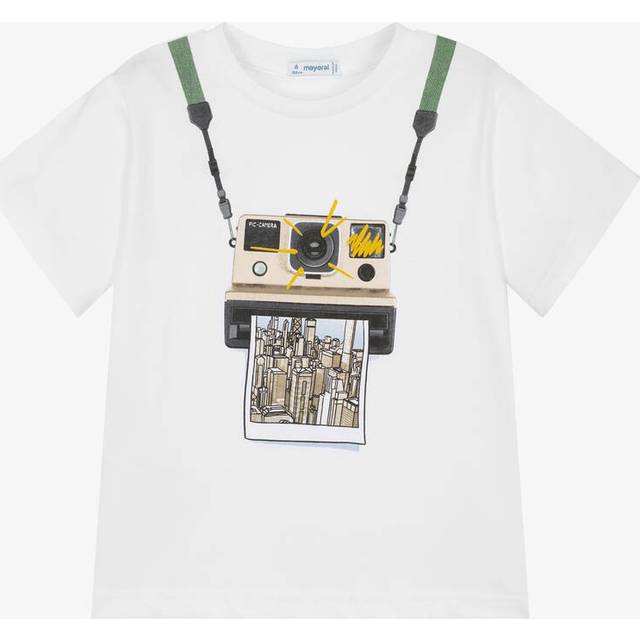 Mayoral Boys White Cotton Camera T-Shirt - 8 year