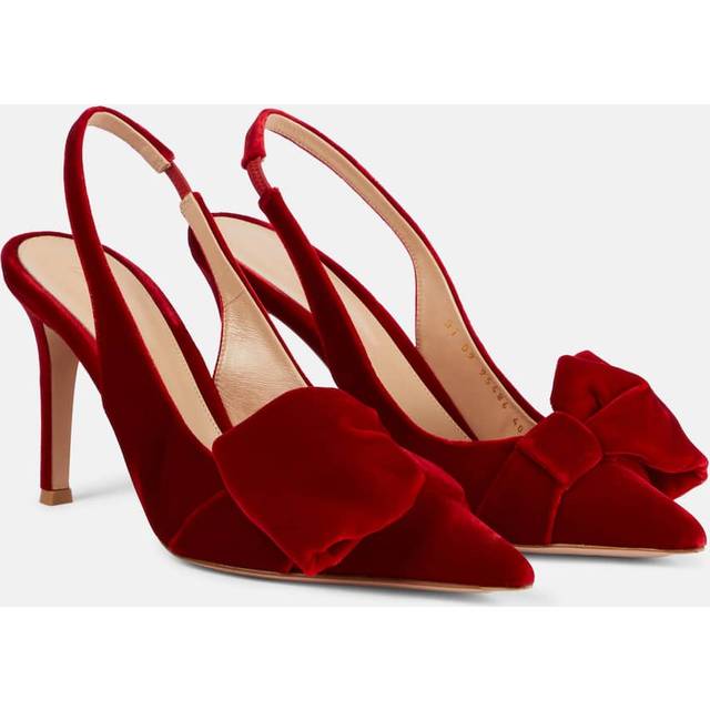 Gianvito Rossi 85 bow-detail velvet slingback pumps - red (UK 8.5)