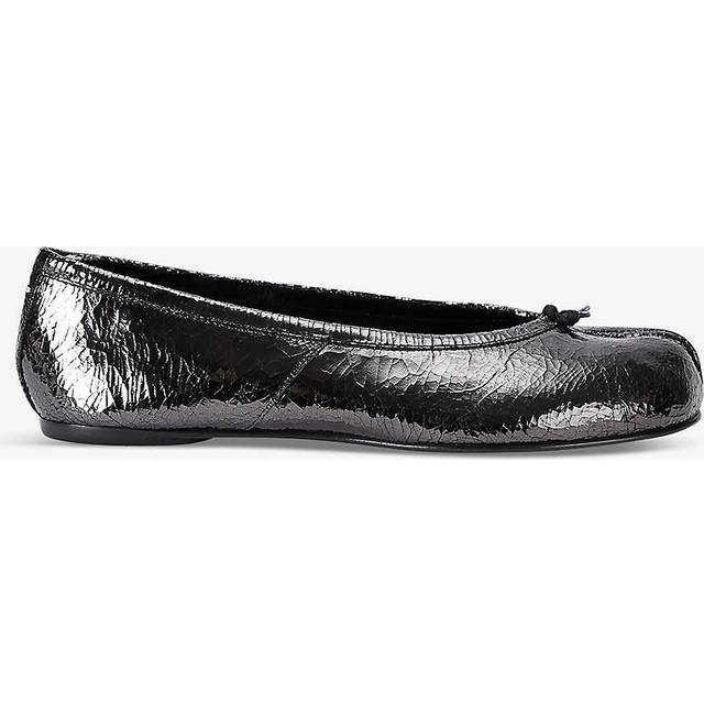 Maison Margiela Womens Gunmetal Tabi Split-toe Patent-leather Ballet Flats Eur 39 / 6 Uk Women - GUNMETAL