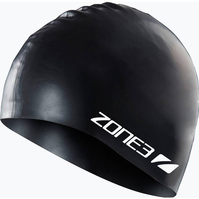 Zone3 Silicone Swim Cap Black White