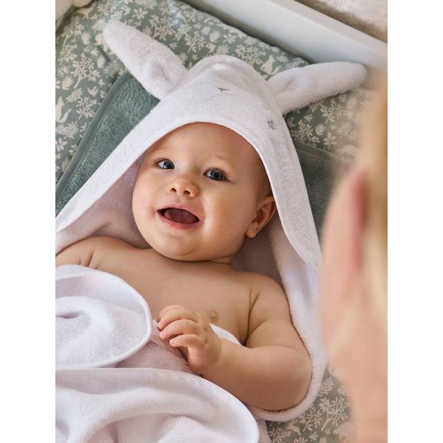 Bath Cape + Wash Mitt, in Organic Cotton white - White