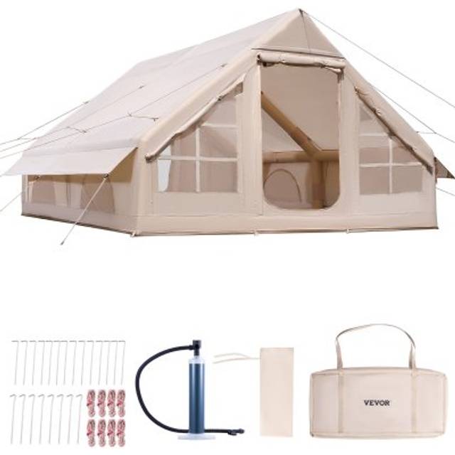 VEVOR uppblåsbart tält för camping 5-8 personers glampingtält med pump Enkelt att sätta upp