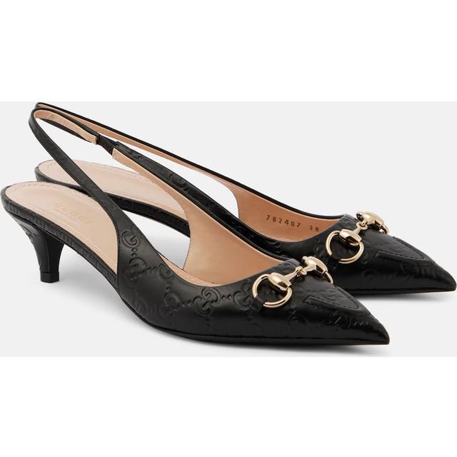 Gucci Horsebit GG 45 leather slingback pumps - black (UK 3)