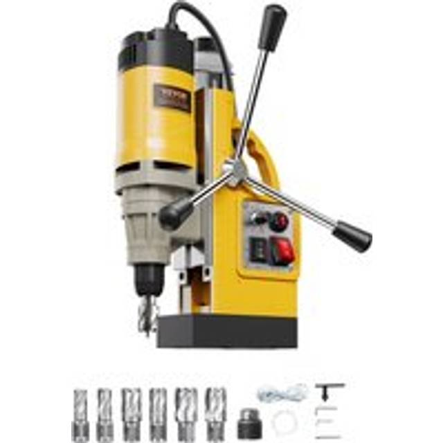 Magnetisk borr 1400W 2878 lbf Mag borrpress 2 i borrdiameter 6 bitar gul