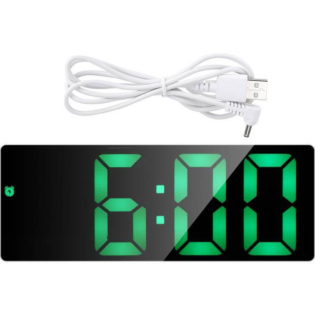 Electronic Clock LED Display Digital Mirror Alarm Clocks Battery PlugIn DualUse 0712