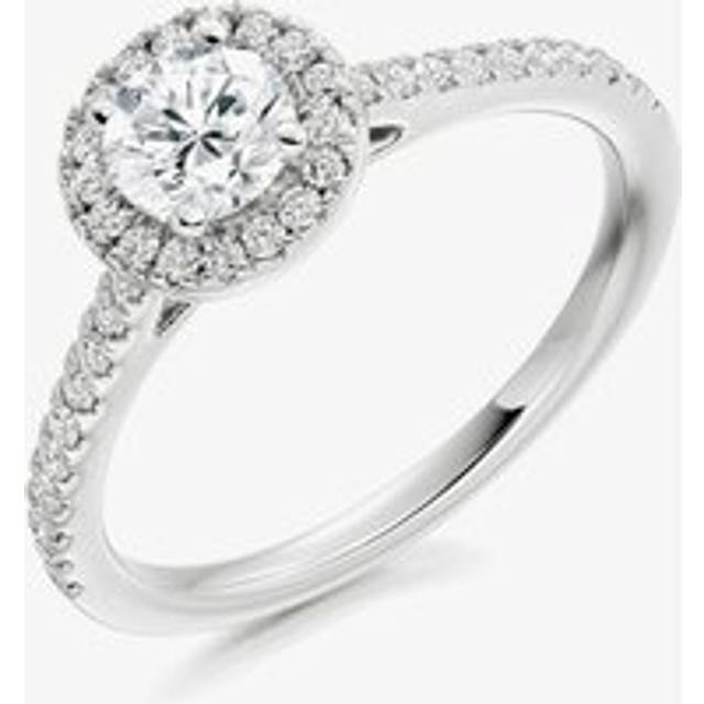 Platinum Diamond-Shoulder Halo Engagement Ring (M) ENG3753 - Silver
