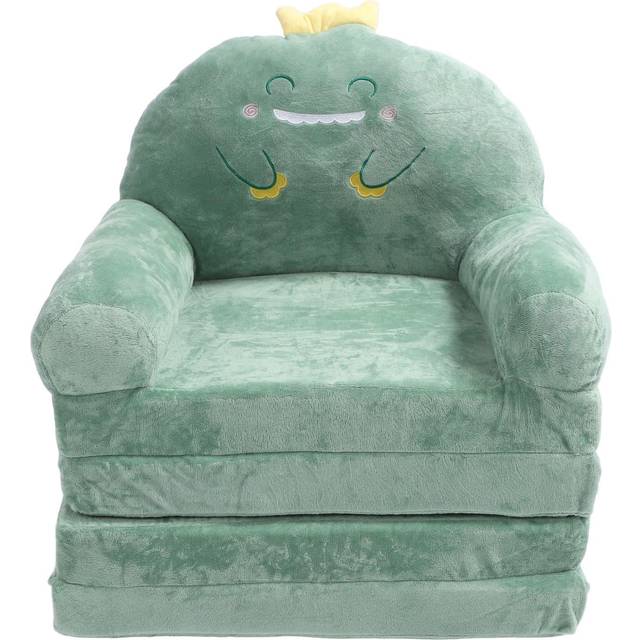 Kids Sofa Cartoon Green Dinosaur Foldable Wide Handle Soft Breathable Toddler Chair for Reading