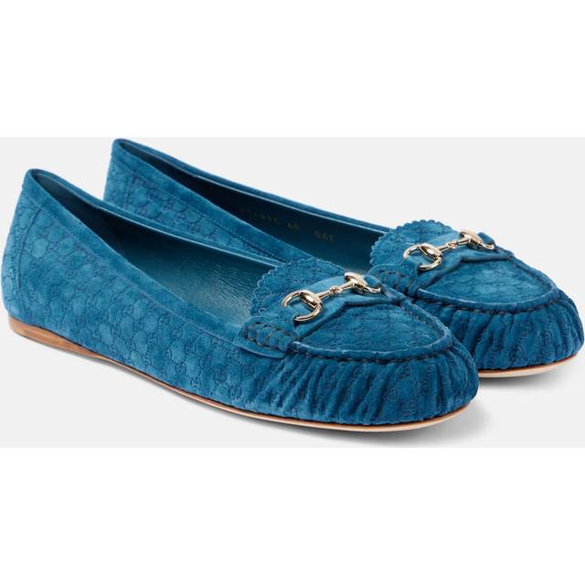Gucci Horsebit GG suede ballet flats - green (UK 7.5)