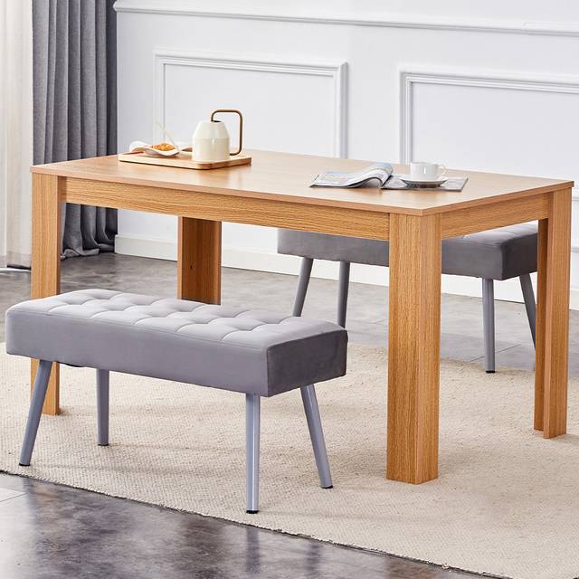 Kosy Koala 4 Seater Dining Set with Bench Oak Effect and Grey Velvet - Multi