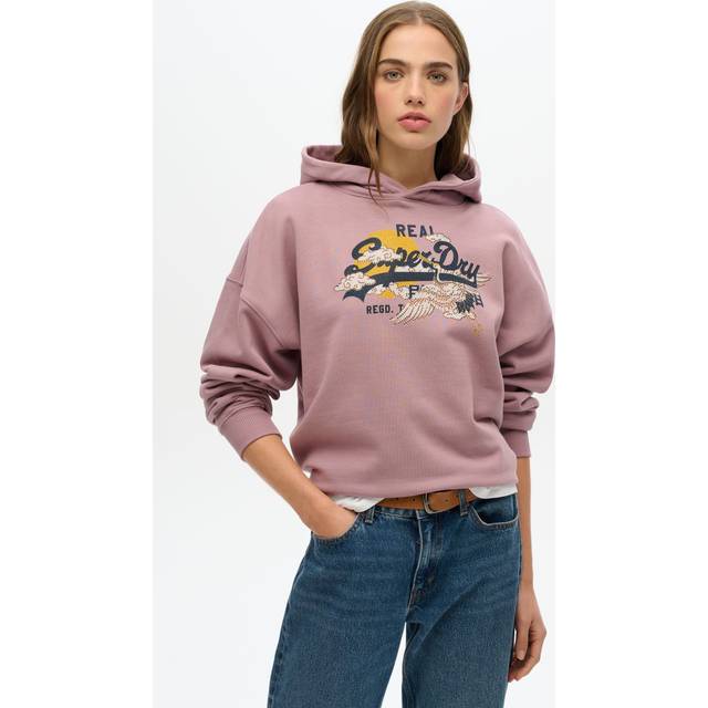 Superdry Damen Lässiges Tokyo Vintage Logo Hoodie Lila - Größe: 36