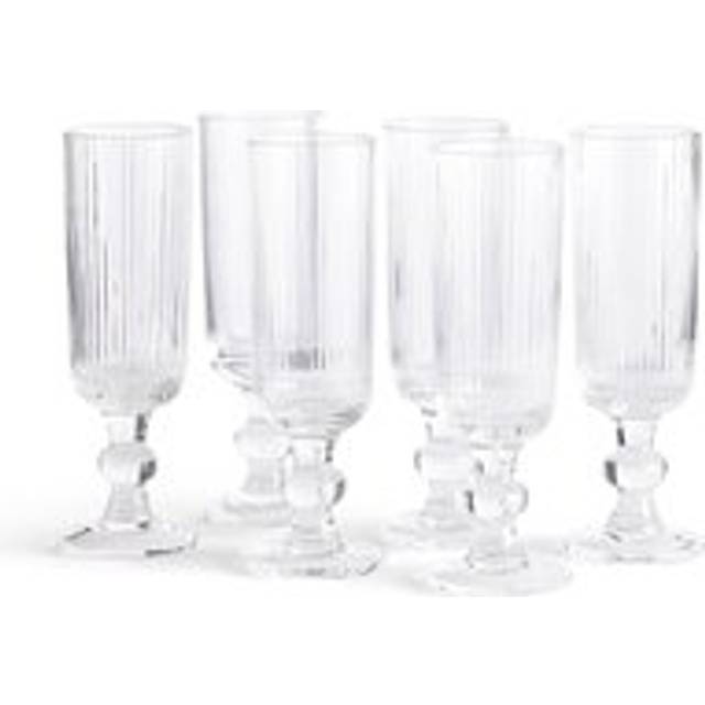 Set of 6 Ostri Textured Glass Champagne Flutes - Transparent - ONE SIZE