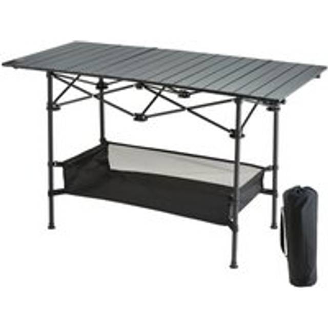 Folding Camping Table, Outdoor Portable Side Tables, Lightweight Fold Up Table, Aluminum & Steel Ultra Compact Work Table with Large Storage and