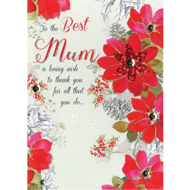 Best Mum Embellished Hand-Finished Christmas Card Shine Bright Range Cards