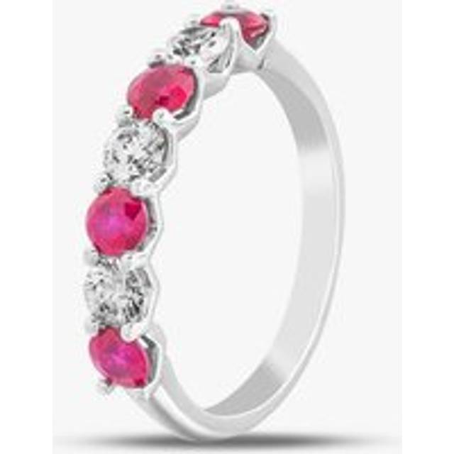 Platinum Brilliant Cut Ruby & Diamond Half Eternity Ring 32702G6 M - Red