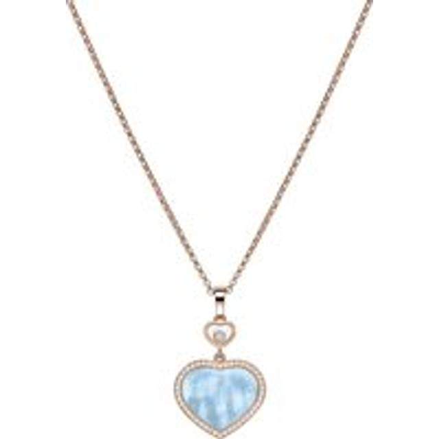 Chopard Happy Hearts 18ct Rose Gold 0.24ct Diamond Blue Mother Of Pearl Necklace