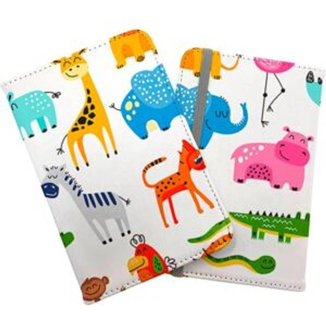 Hand Drawn Cartoon Animals Passport Cover - Pink