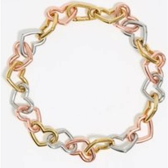 Three-tone heart chain necklace - MULTIGOLD - UN