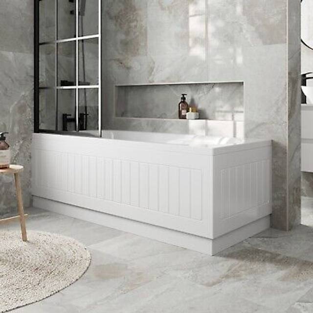 1700mm front bath panel and 700mm end bath panel pack tongue & groove white mdf