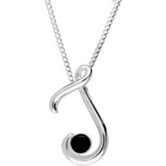 Sterling Silver Whitby Jet Love Letters Initial J Necklace - Option1 Value Silver