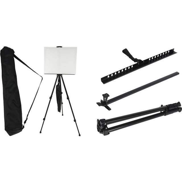 Large metal easel painting artist table or floor foldable adjustable stand bag
