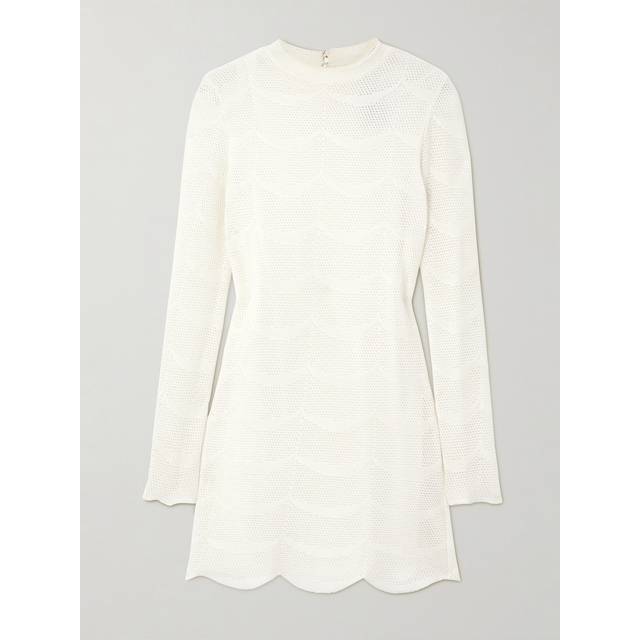 Tom Ford Knitted scalloped cotton and silk minidress - white (UK 6)