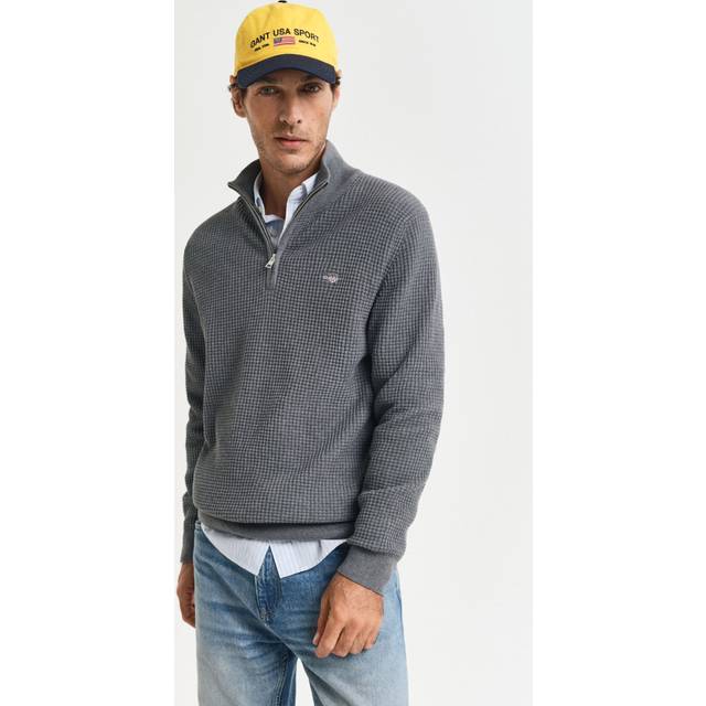 GANT Herr Bomullströja med struktur och half-zip (XXXL)