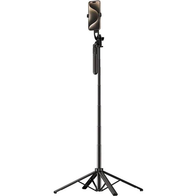 Selfie-stick med tripod och teleskophandtag 1,75 m samt Bluetooth och 360° rotation - Svart