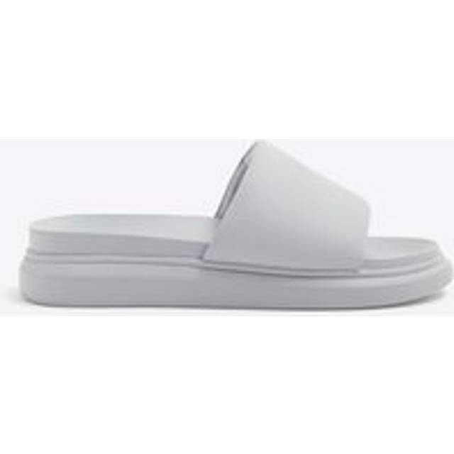 Mens River Island Grey Padded Sliders - 6