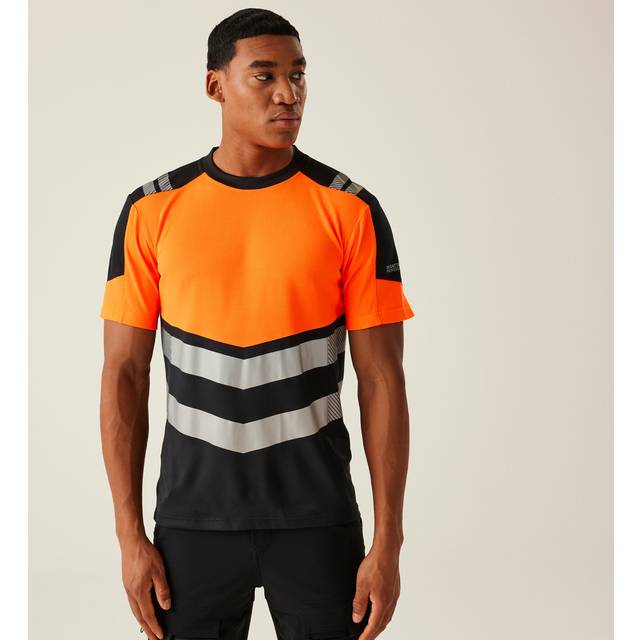 Regatta Professional Men's Durable Hi-vis X-pro T-shirt Class 1 Black Orange, Size: 4XL
