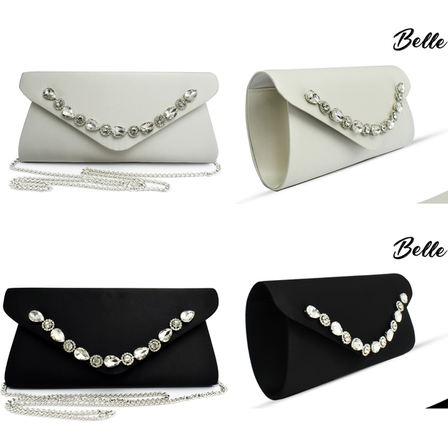 Women satin clutch bags bridal diamantes clutch designer ladies evening handbags