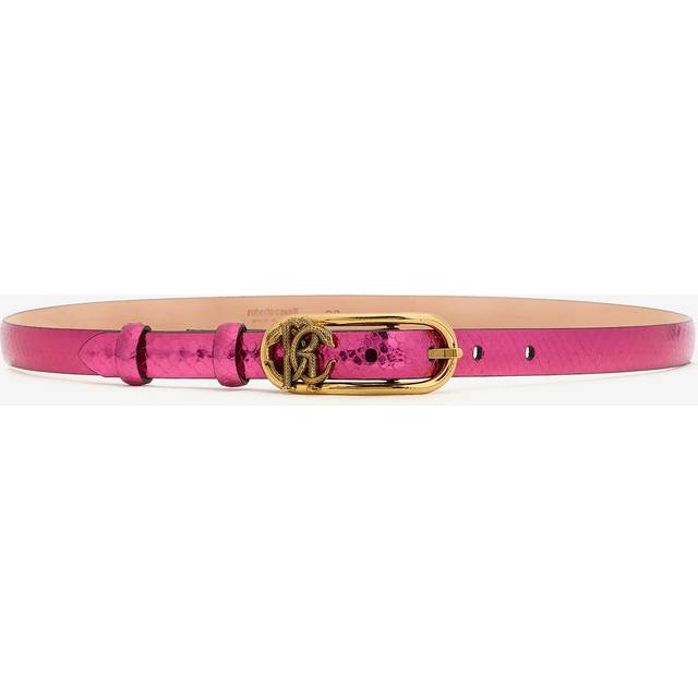 Roberto Cavalli Laminated Leather Belt With Snake Print - Female Belts Fuchsia