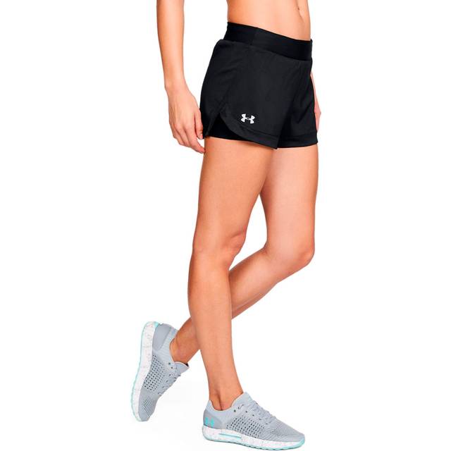 Under Armour Stretch Speedpocket 2in1 Black Womens Running Shorts 1319510 001 - Size X-Small