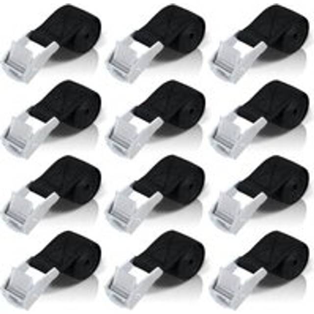 Alwaysh - Black Lashing Strap,Multipurpose Lashing Straps,2.5CM50CM,Short Lashing Straps with Ratchet,12pcs,Small Lashing Straps for Car,Bike,Hand