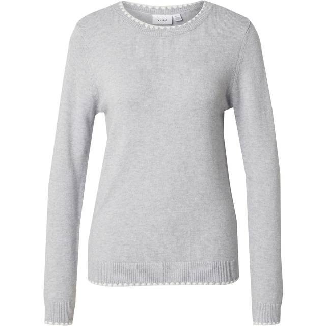 Vila - Topp viRil O-neck L/s Detail Knit - Grå