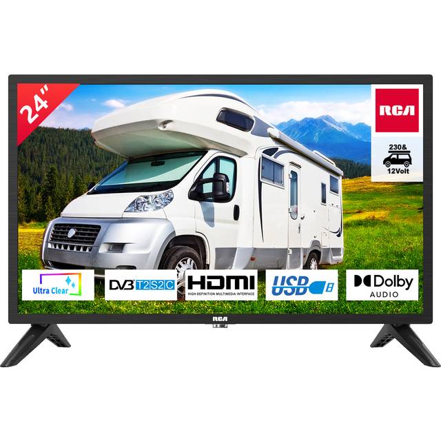 RCA RB24H2CU 12 Volt 24&quot inch HD TV, DVB-T/T2/C/S/S2 Dolby Digital Audio Caravans TV, HD LED Backlighting Display, HDMI VGA PC Audio SCART USB