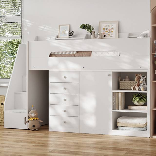 Flair Furniture Flair Stepaside High Sleeper Storage Station, White